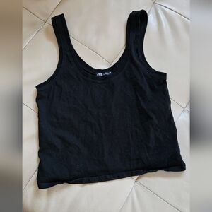 Zara Black Cropped Scoop Tank